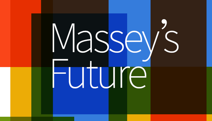 Text reading Massey's Future - with logo colours in background